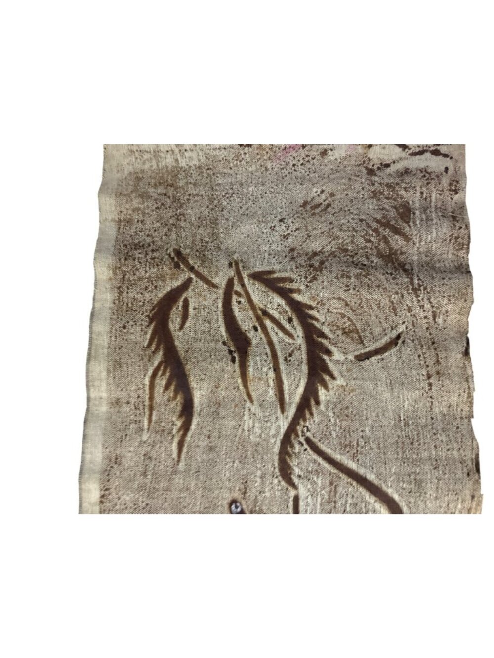 Vintage Hand Painted Textile Wall Hanging Bamboo Scroll Used - Picture 3 of 13